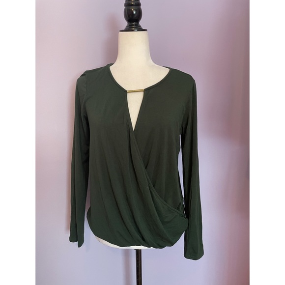 Anthropologie Ella Moss green wrap top - Picture 3 of 5